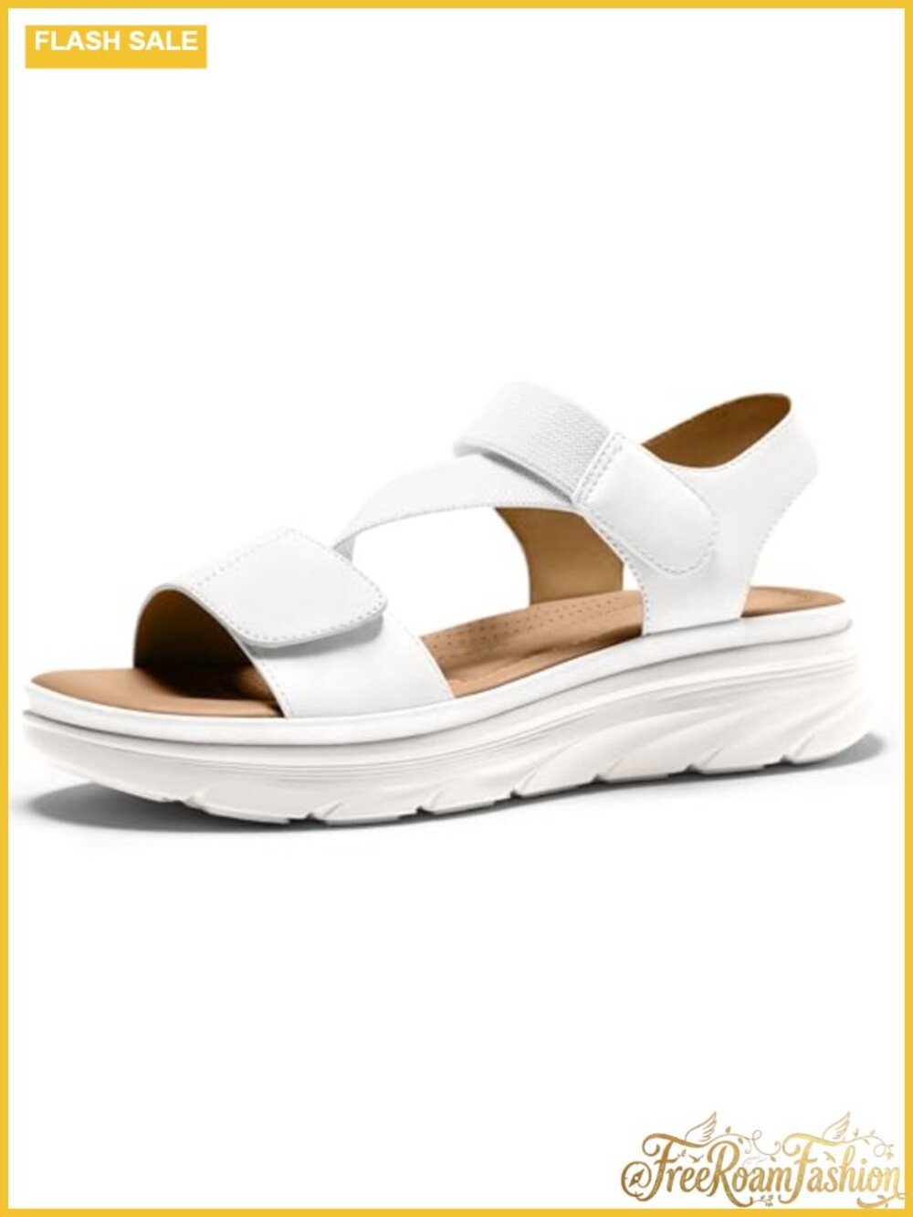Women's Summer Walking Sandals Low Wedge Open Toe Ankle Strap Comfortable
